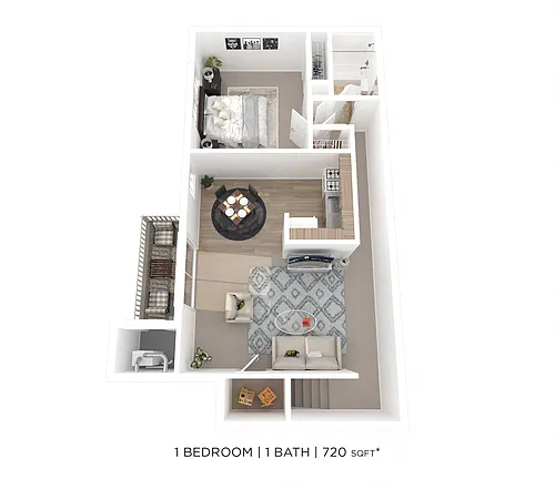 Floor plan One Bedroom - 720 sqft