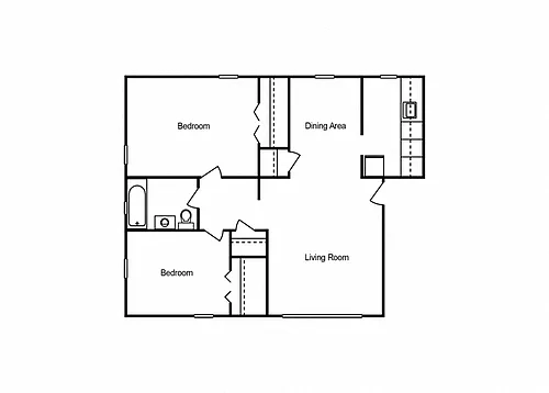 Floor plan 2 Bedroom 1 Bath Floor Plan