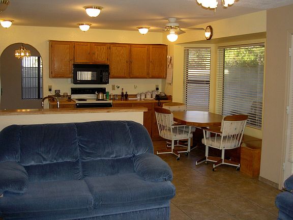 kitchen opens to media