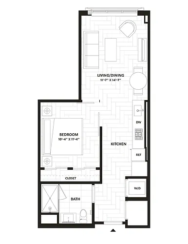 Floor plan 1 Bed/1 Bath-A7