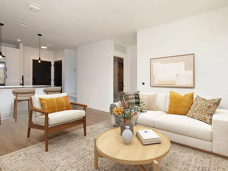 Living Area and Kitchen with Hard Surface Flooring