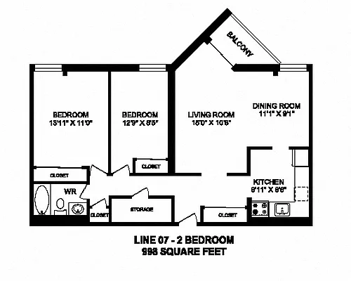 Floor plan 2 Bed 1 Bath F