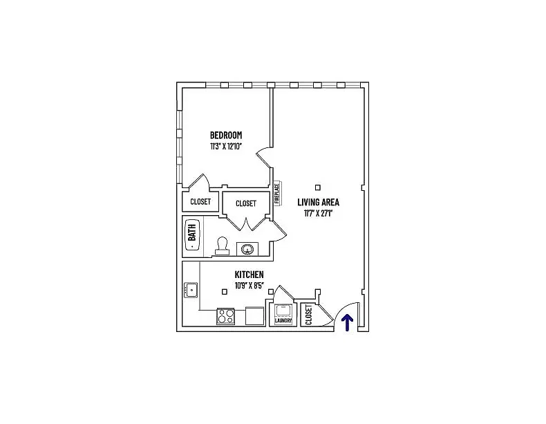 Floor plan 1BR, 1BA