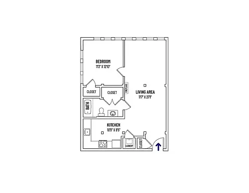 Floor plan 1BR, 1BA+Den