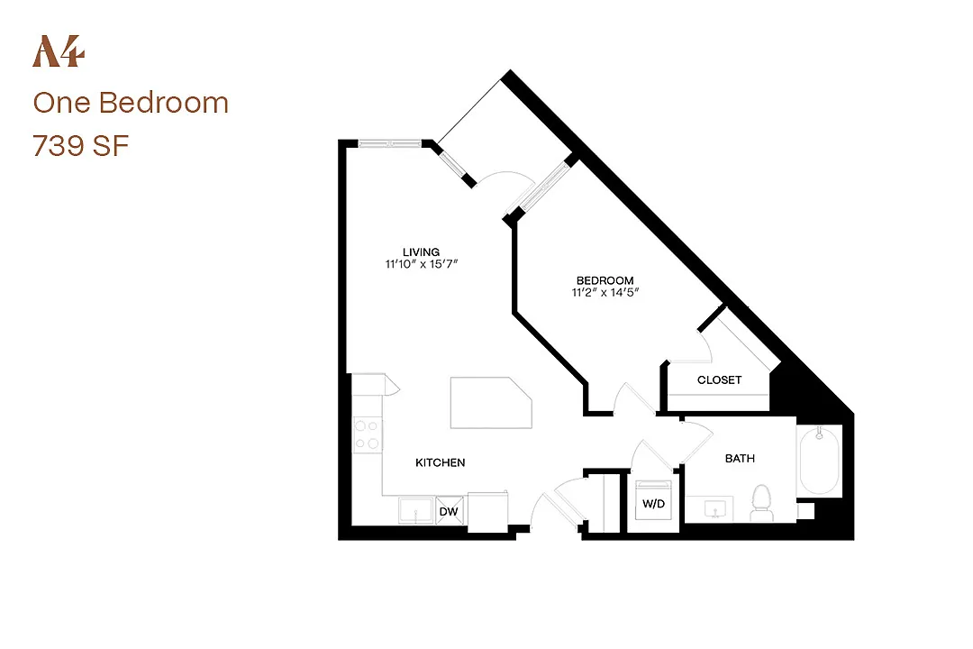 Floor plan One Bedroom A4