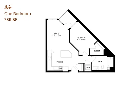 Floor plan One Bedroom A4
