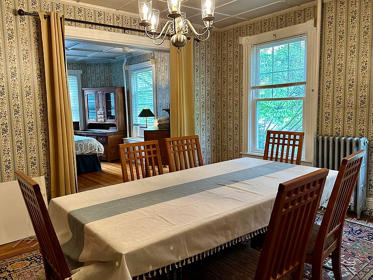 Dining room looking into first floor bedroom