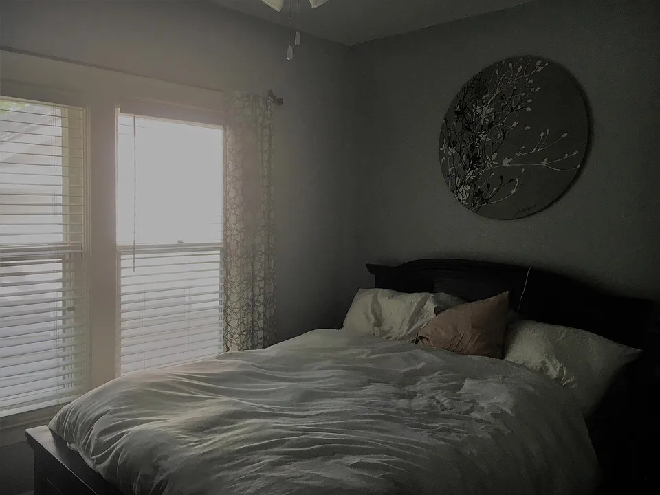 Bedroom with queen bed.