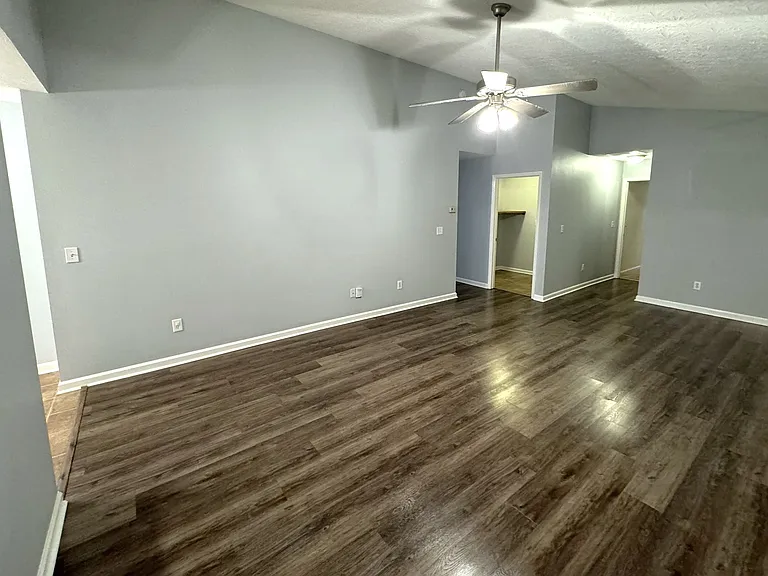Livingroom - new luxury vynal flooring and ceiling fan