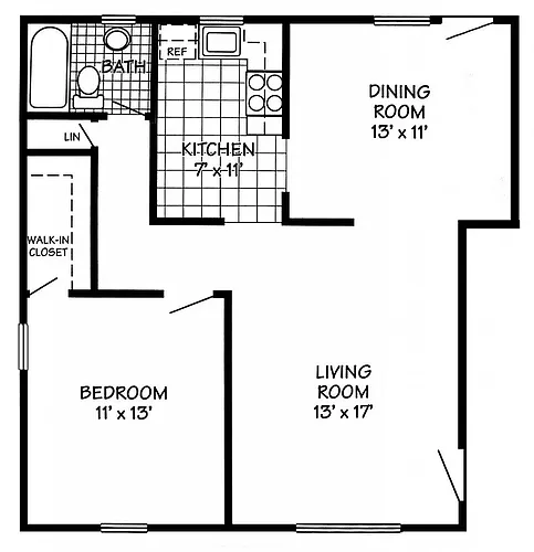 Floor plan One Bedroom One Bath