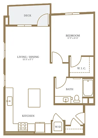 Floor plan 1 Bed/1 Bath-3A