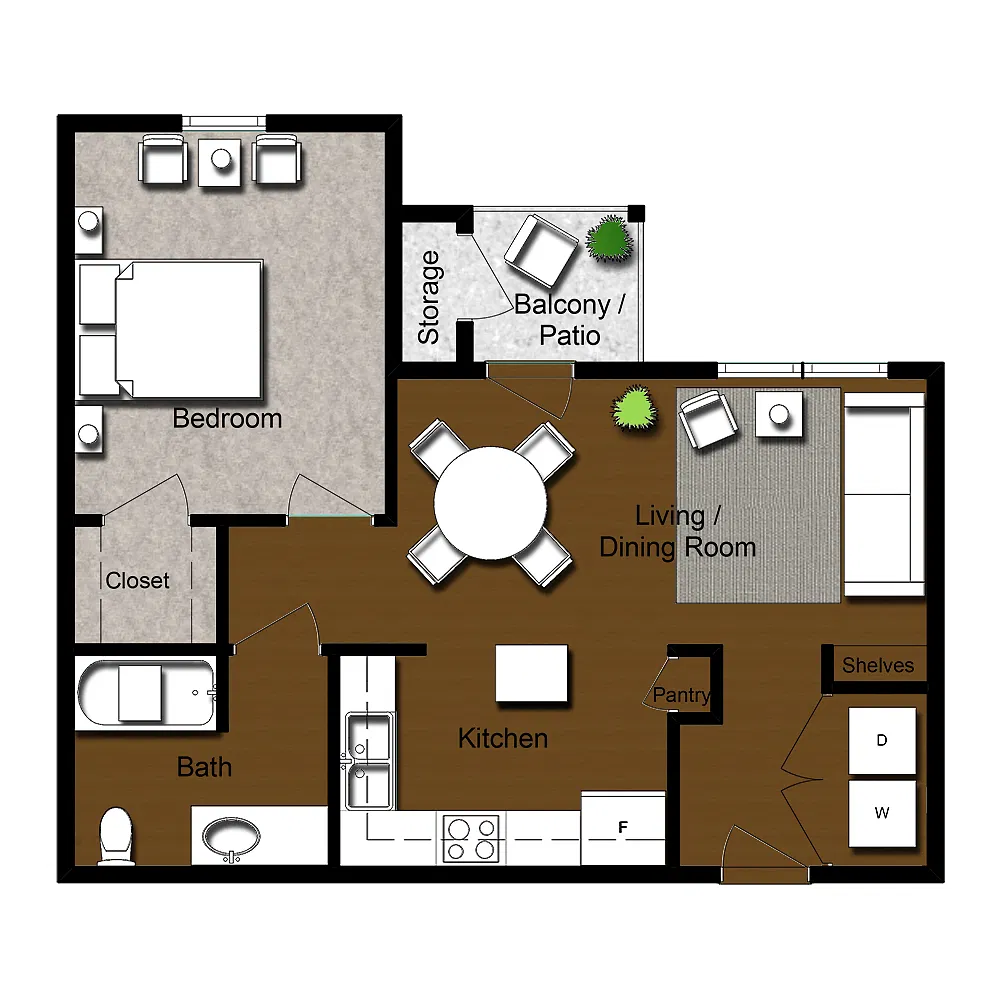 Floor plan 1 Bedroom 1 Bath