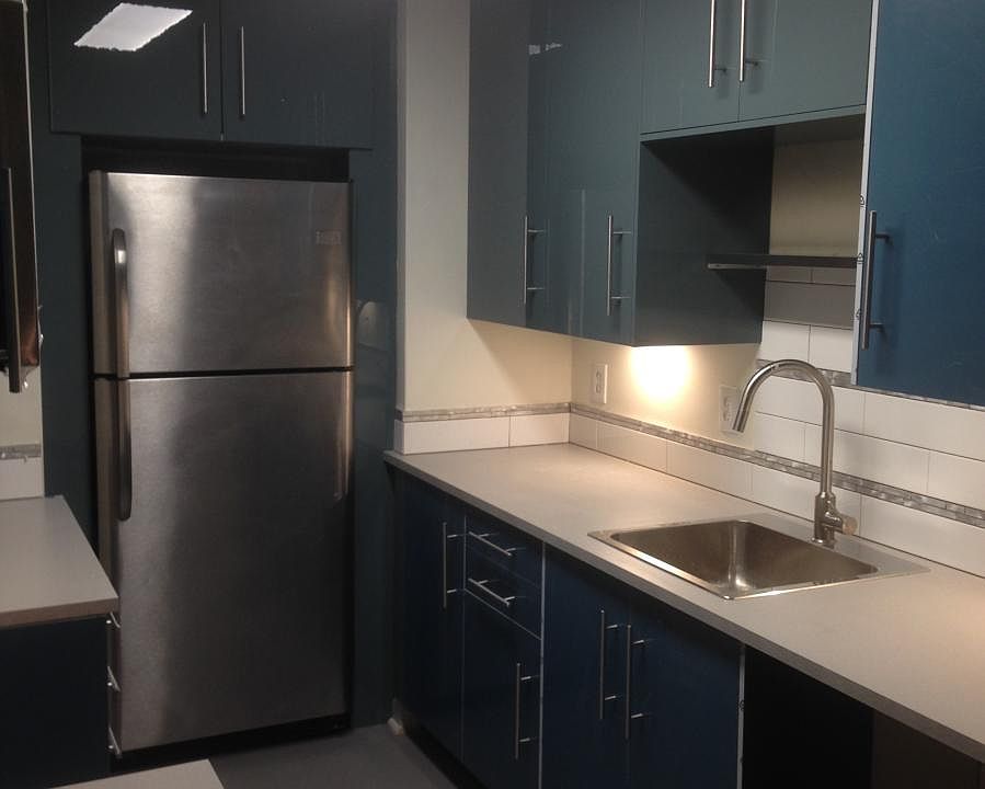 New high gloss gray/blue kitchen and SS appliances