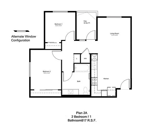Floor plan 2BD, 1BTH D