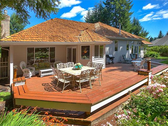 Partially covered deck is gr