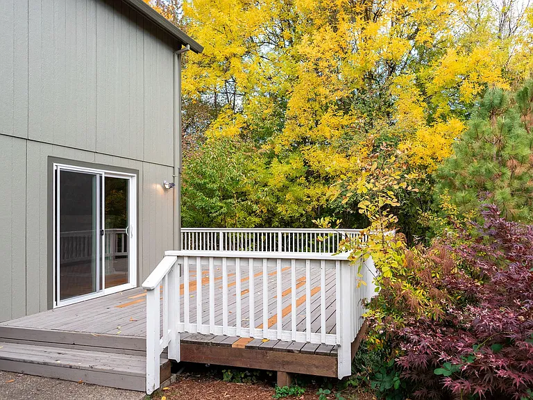 Deck and backyard