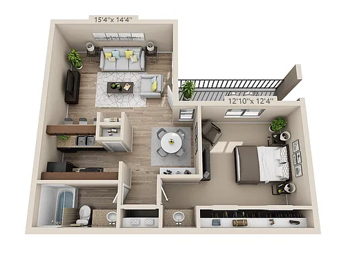 Floor plan One Bedroom A1ACW