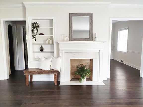 Decorative fireplace in living room
