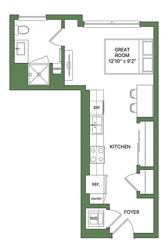 Floor plan Studio, 1 Bath - Apt L