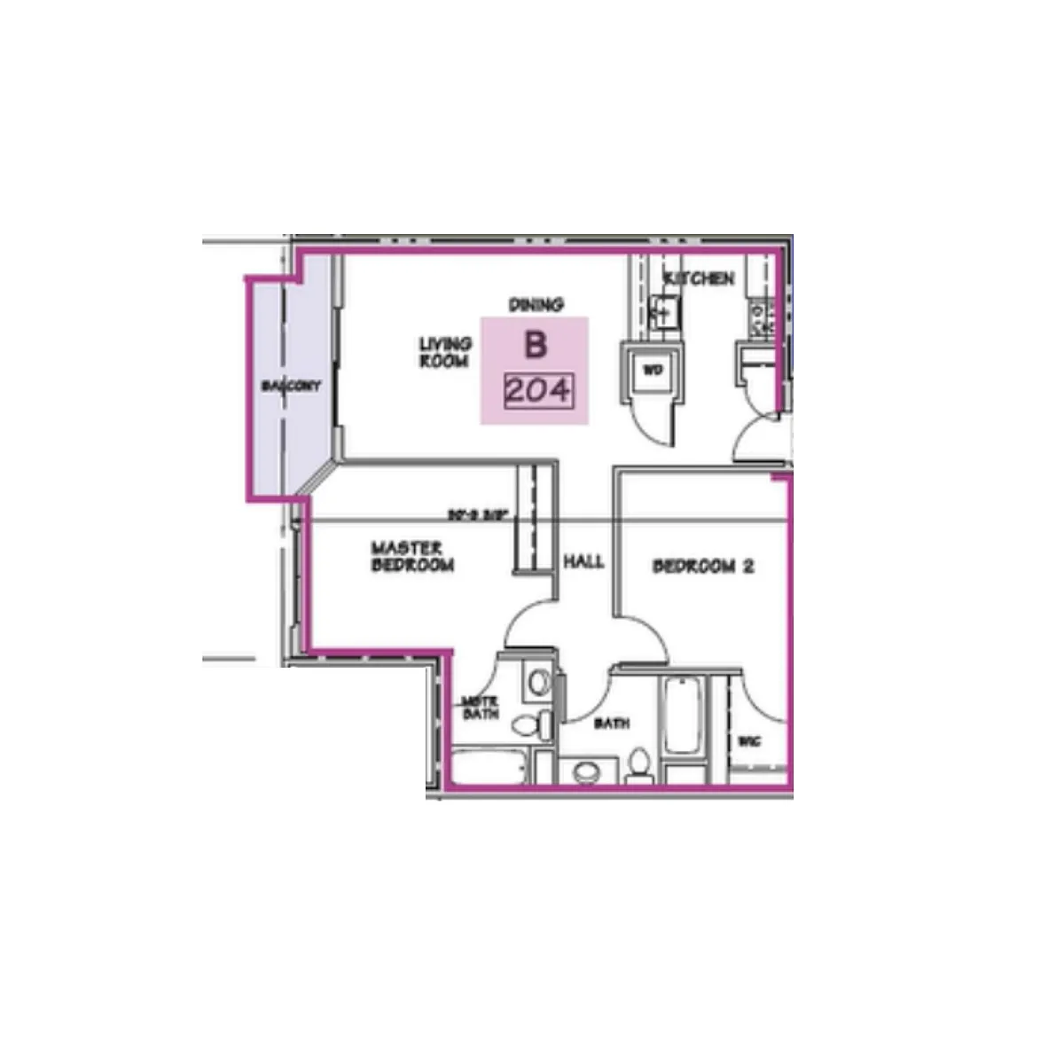 Floor plan B - 2 Bed 2 Bath