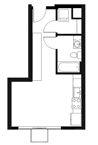 Floor plan Studio 1 Bath S4