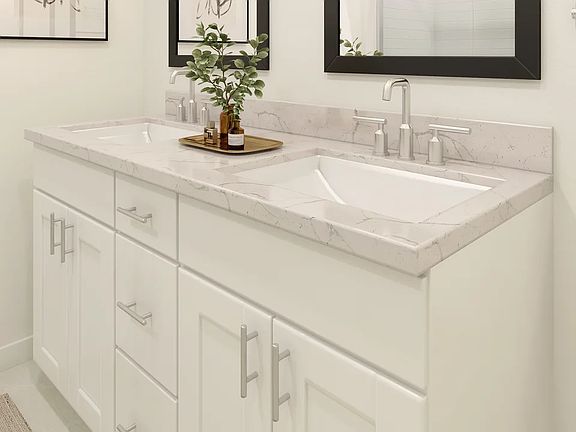 Primary bath with chrome fixtures