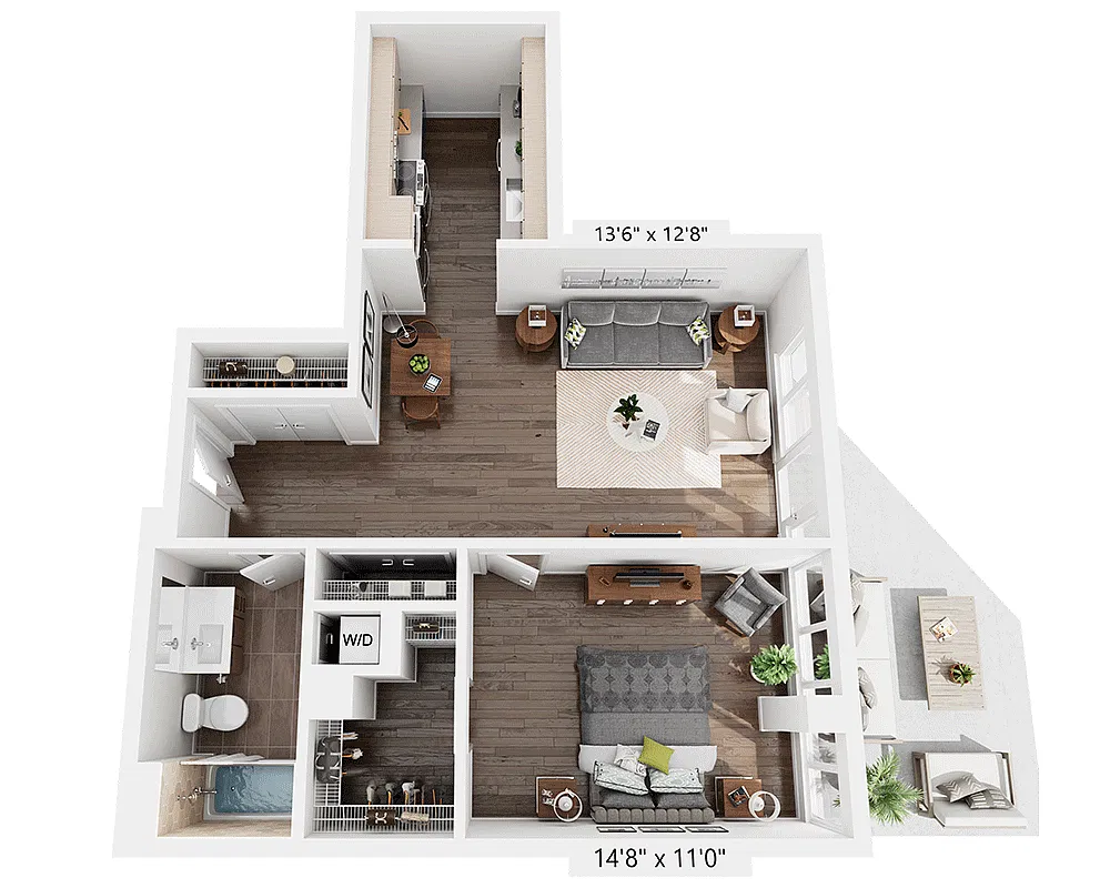 Floor plan One Bedroom A1U