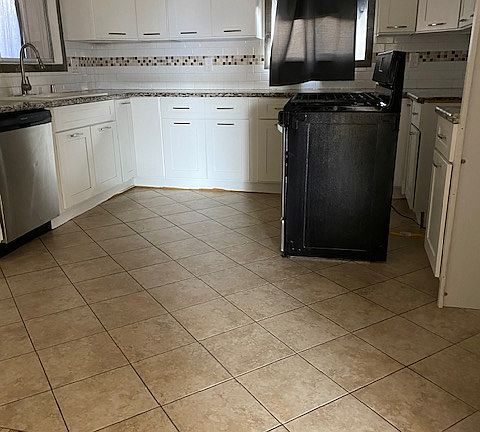 View of the kitchen.