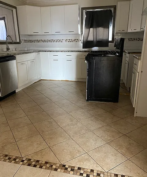 View of the kitchen.