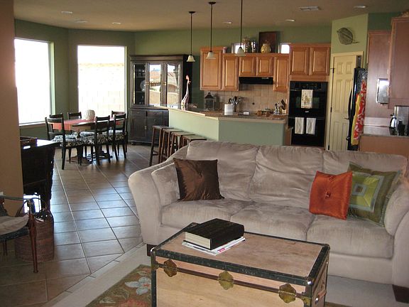 Open floor plan with large living, kitchen and dining room.