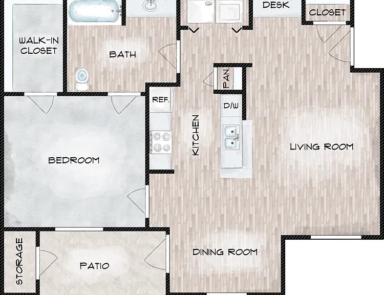 A1-HC One Bedroom Floorplan Diagram