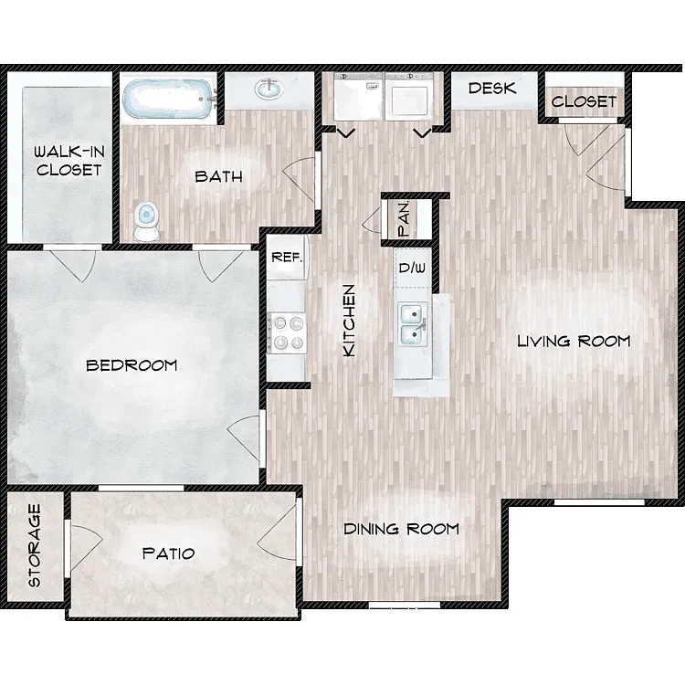 Floor plan A1-HC One Bedroom