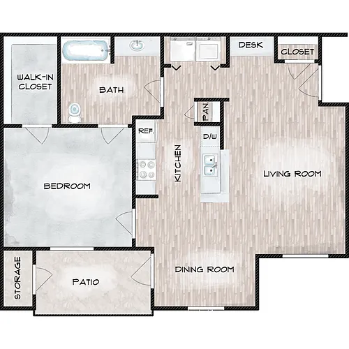 Floor plan A1-HC One Bedroom