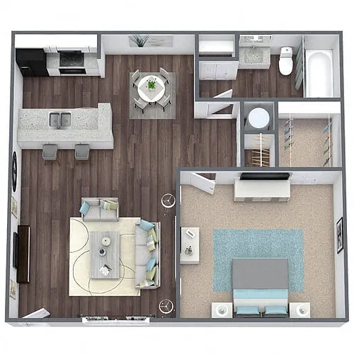 Floor plan A1: 1 Bed 1 Bath