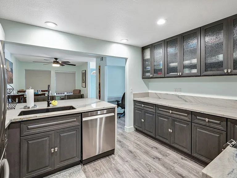 Kitchen with touchless faucet