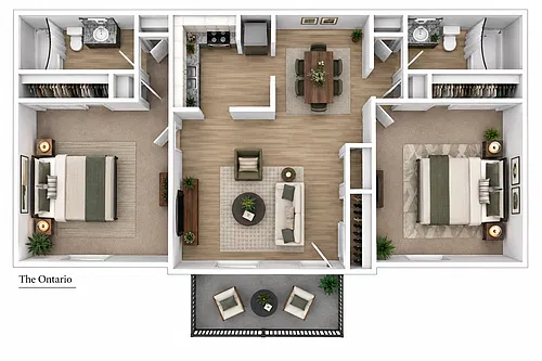 Floor plan 2 Bedroom 2 Bath - Ontario