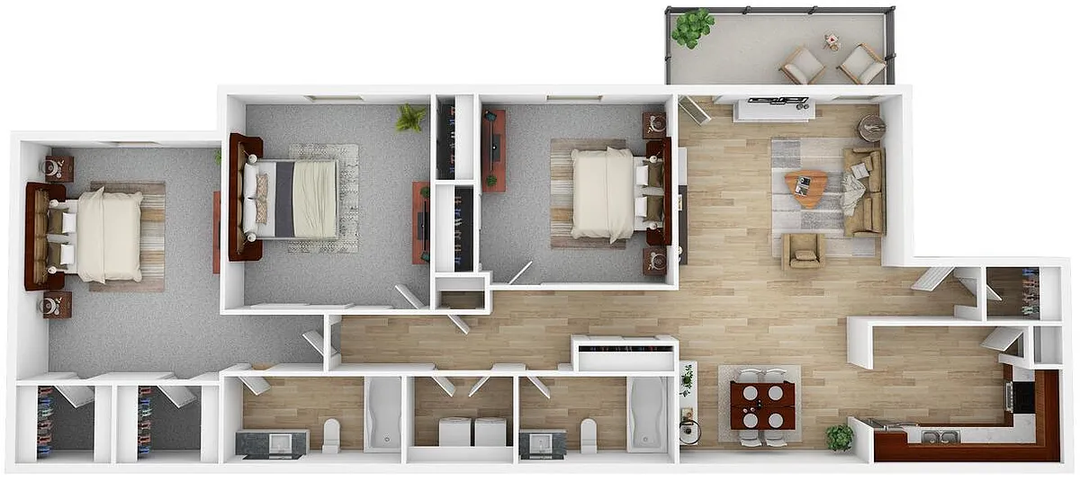 Floor plan 3 bed 2 Bath Flat