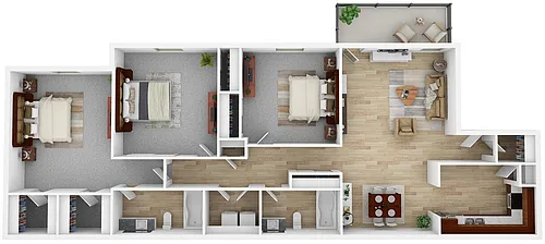 Floor plan 3 bed 2 Bath Flat