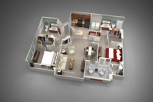 Floor plan Two Bedroom/Two Bath