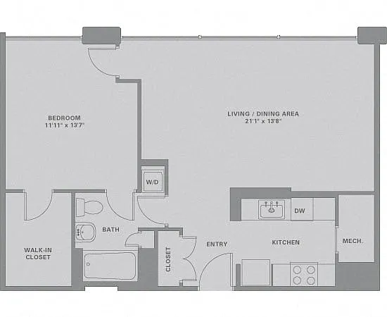 Floor plan 1 Bed/1 Bath-A13