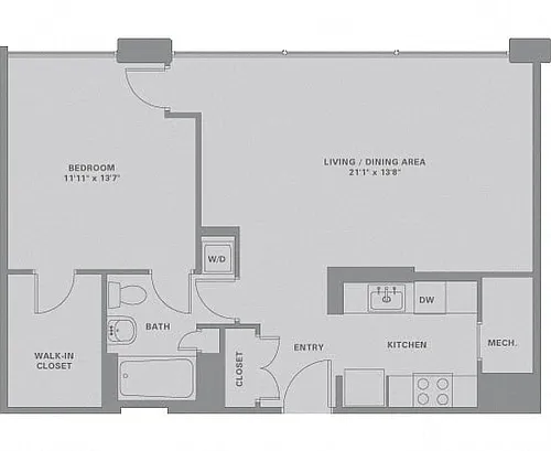 Floor plan 1 Bed/1 Bath-A13
