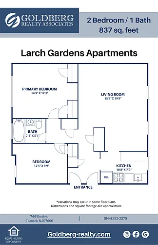 Floor plan Two Bedroom 1 bath