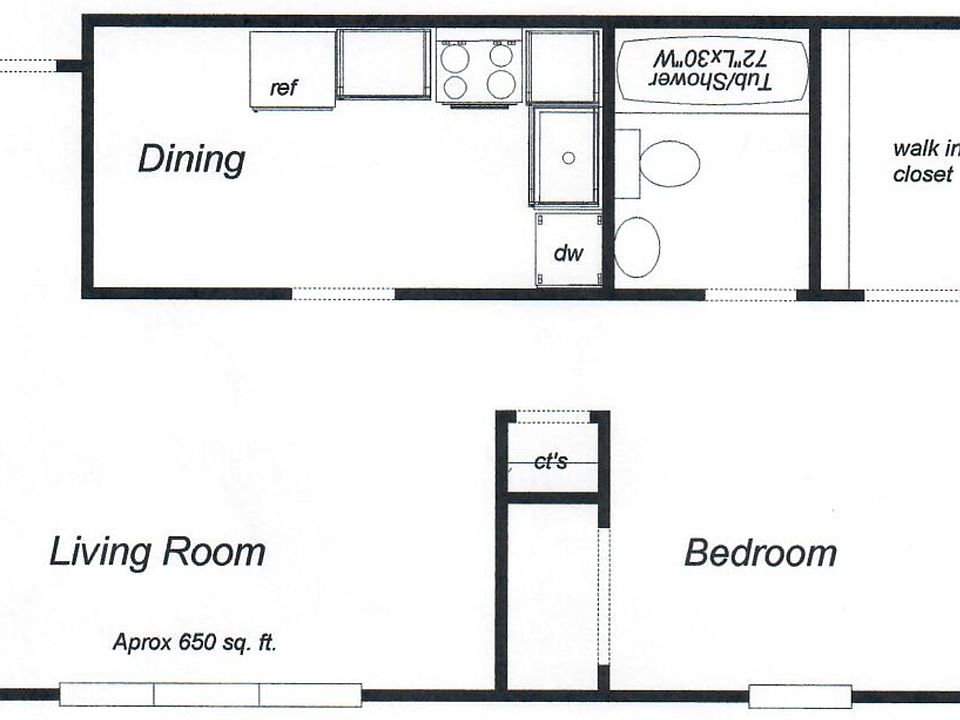 650 sq.ft. 1 Bedroom Apt