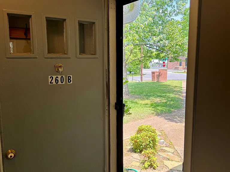 Front door to front walkway.
