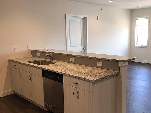 Kitchen island and living space