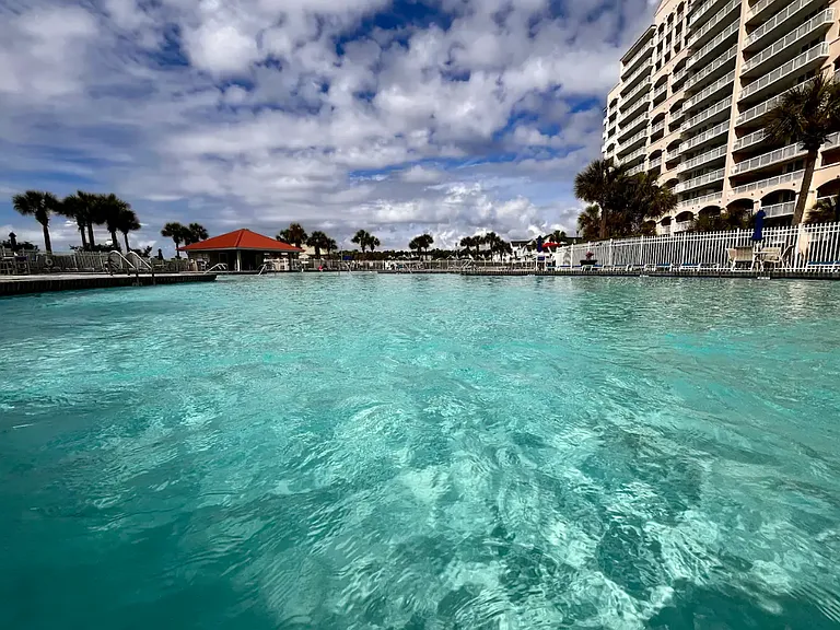 The North Tower pool is open to our guests and is one of the largest in SC. Most of the pool is 3' with two large areas with 1.5' deep islands.