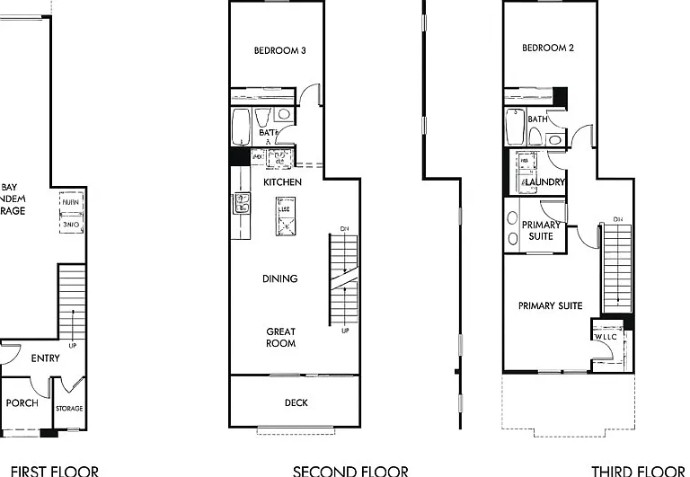 3 bed / 3 bath layout _ only 3 housemates total for a private, uncrowded setup