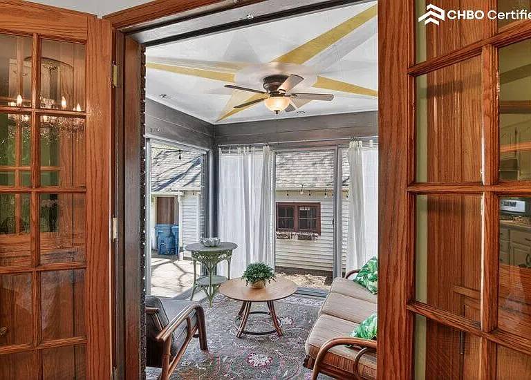 4 season porch offers year round outdoor ambiance.