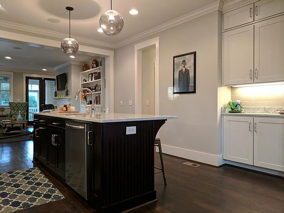 Kitchen island facing back of house
