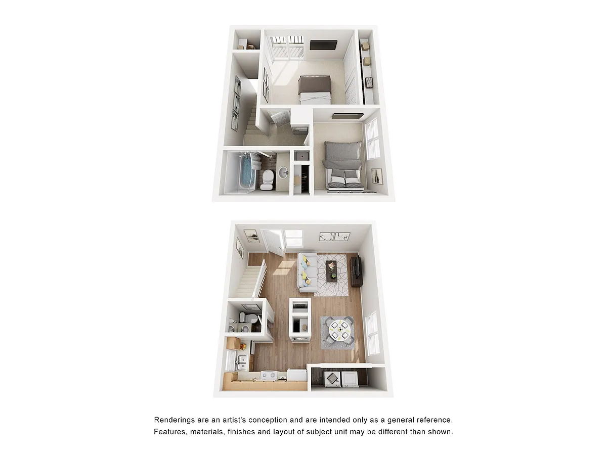 Floor plan Two Bedroom, One and Half Bath Townhome